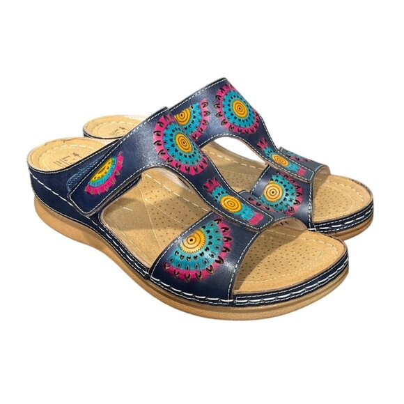 L'Artiste By Spring Step Artsy Sandals Blue Open-Toe Womens Size 38 / US 7.5-8 - Picture 2 of 11